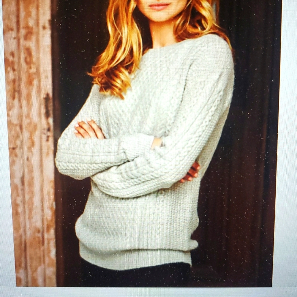 Peruvian Connection Galway Alpaca Wool Cable Knit Sweater Sz M